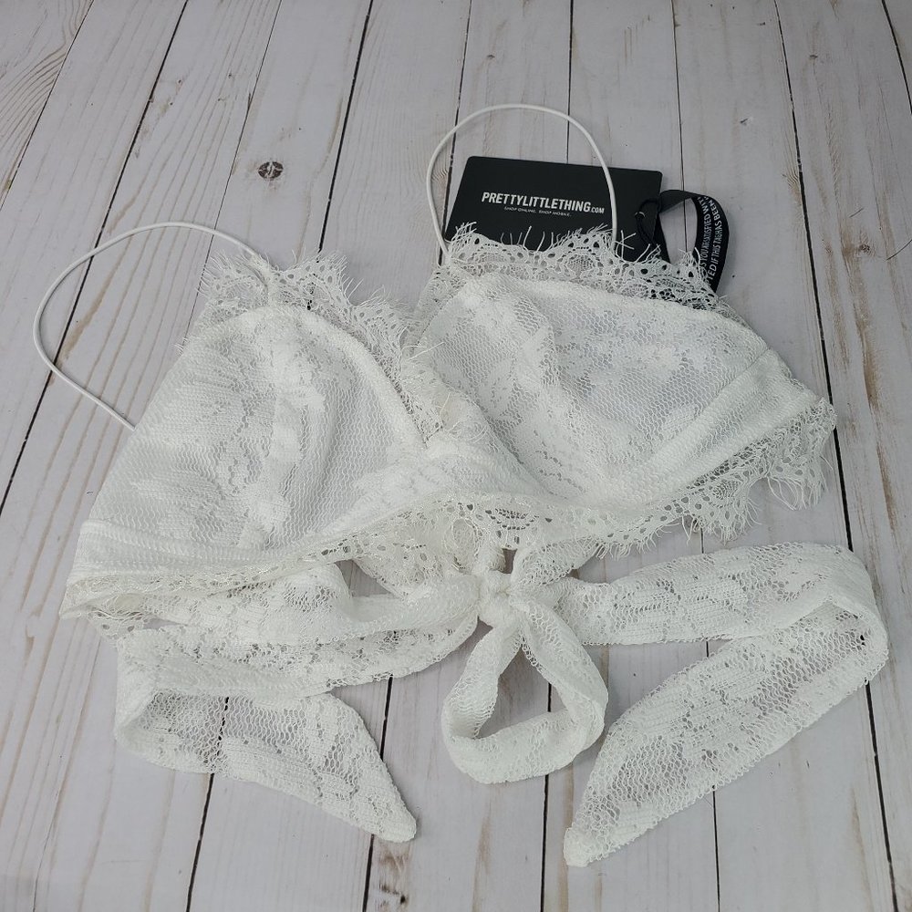 Pretty Little Thing White Lacy Bralette